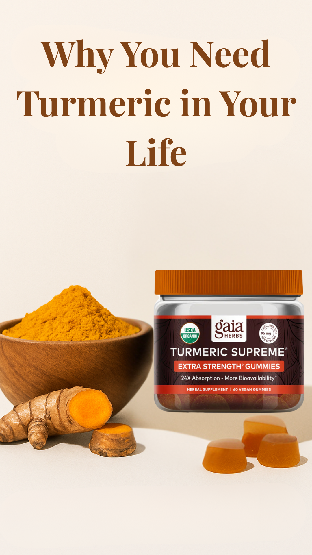 Turmeric Supreme Extra Strength Gummies from Gaia Herbs - Natural Joint Support and Inflammation Relief