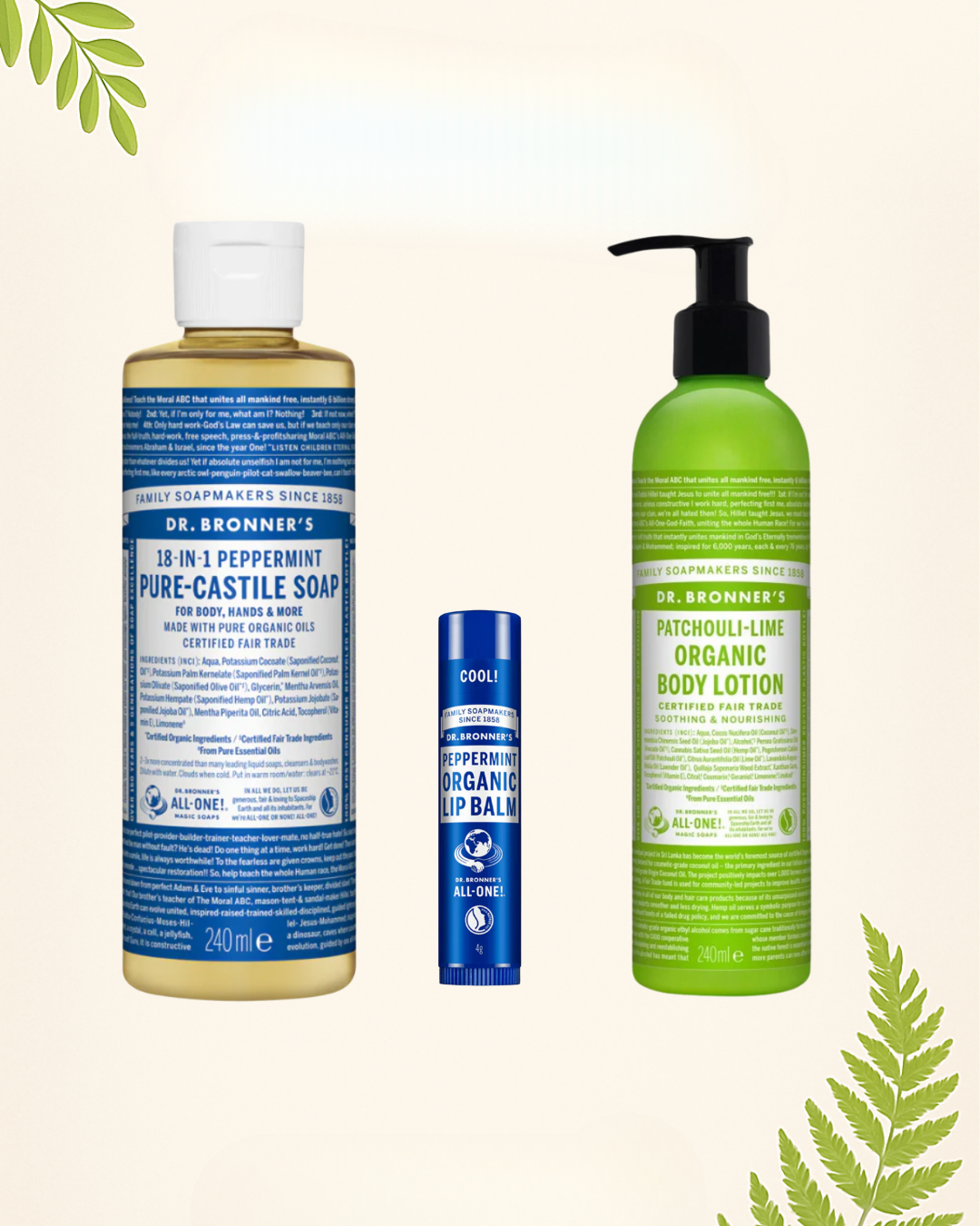 Refresh & Rejuvenate Mint Castile Soap + Patchouli Lime Lotion + Mint Lip Balm