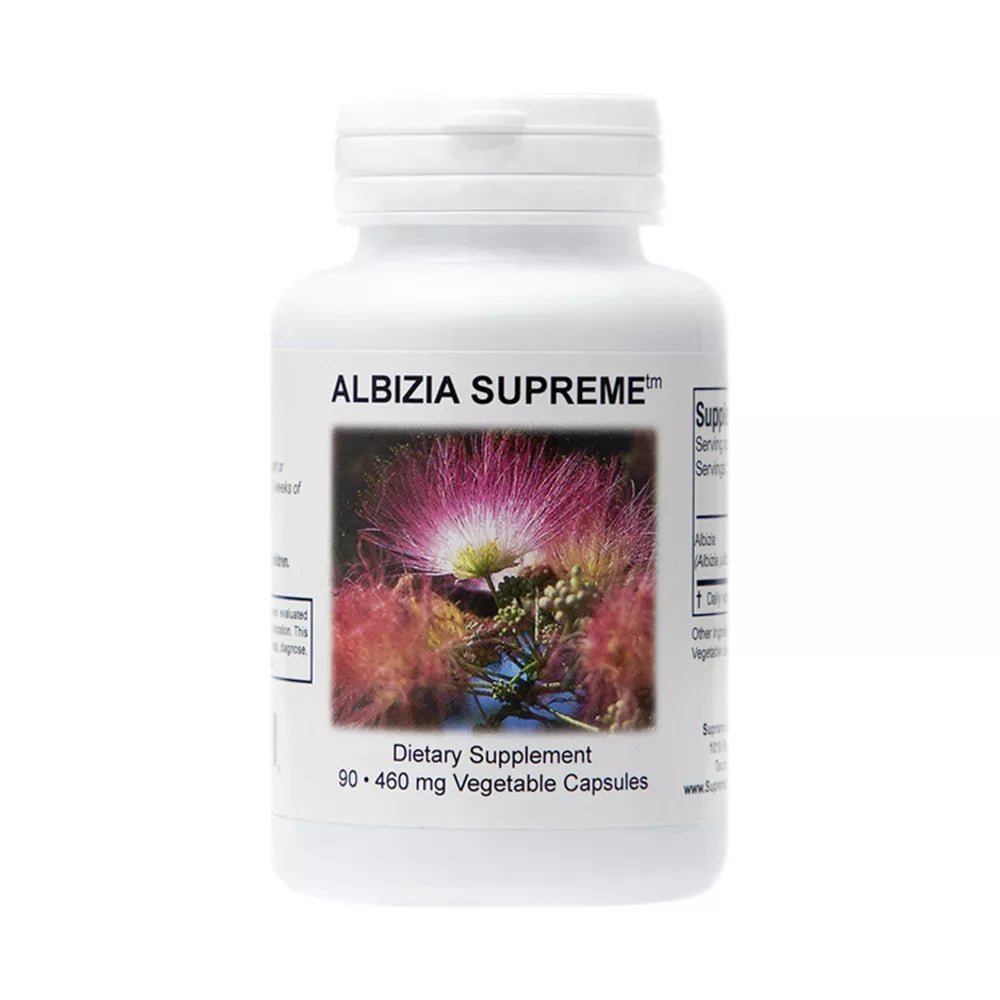 Albizia Supreme 460mg – 90 Capsules by Supreme Nutrition Products – Herbal supplement bottle for calming the nervous system