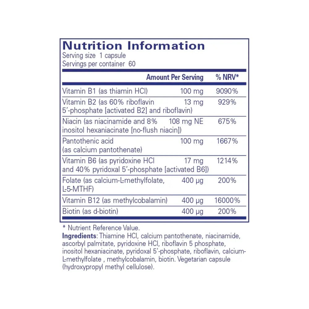 Pure Encapsulations B-Complex Plus – high-potency B vitamin formula in 60 vegetarian capsules