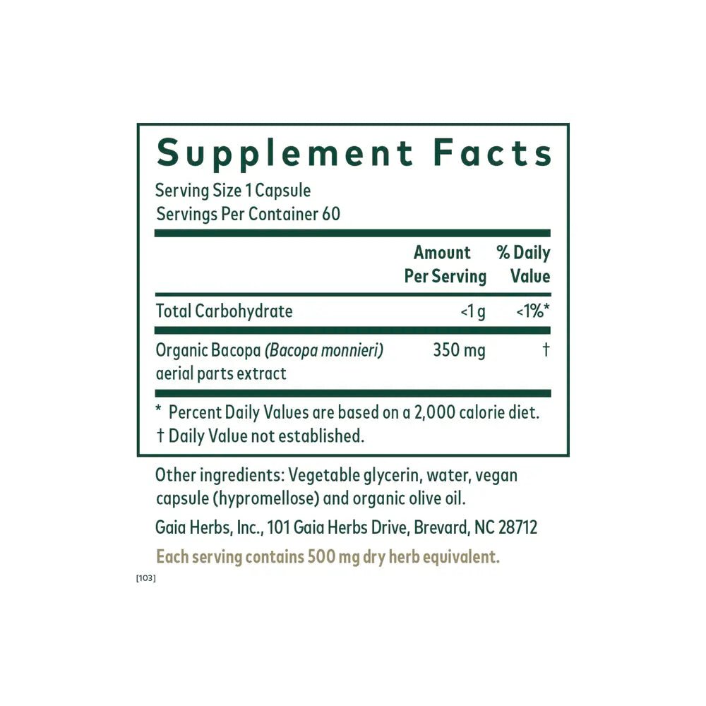 Herbal nootropic supplement bottle for memory and focus