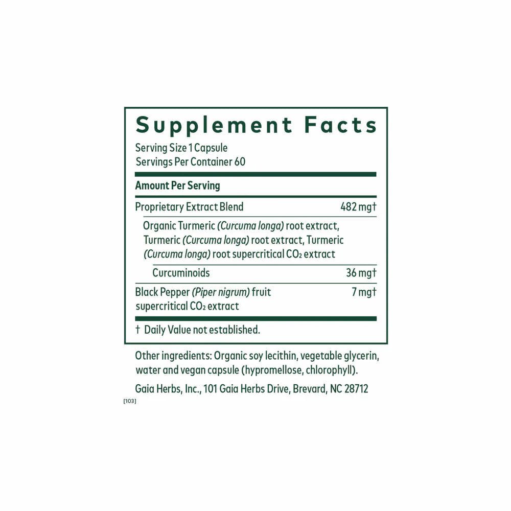 Inflammation support supplement bottle with turmeric