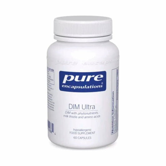 DIM Ultra – 60 Capsules by Pure Encapsulations – Bottle of diindolylmethane and broccoli seed extract supplement for hormone balance