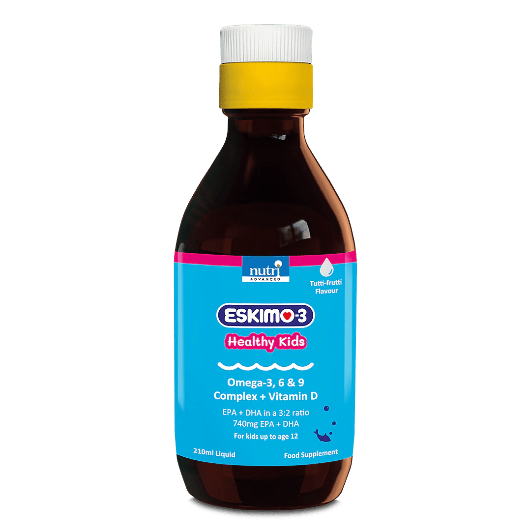 Nutri Advanced Eskimo-3 Healthy Kids Omega-3 Fish Oil – 210ml Tutti Frutti flavour for brain and immune support