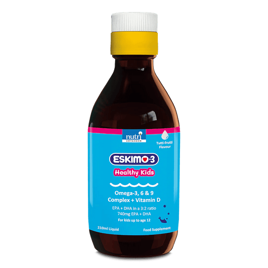 Nutri Advanced Eskimo-3 Healthy Kids Omega-3 Fish Oil – 210ml Tutti Frutti flavour for brain and immune support