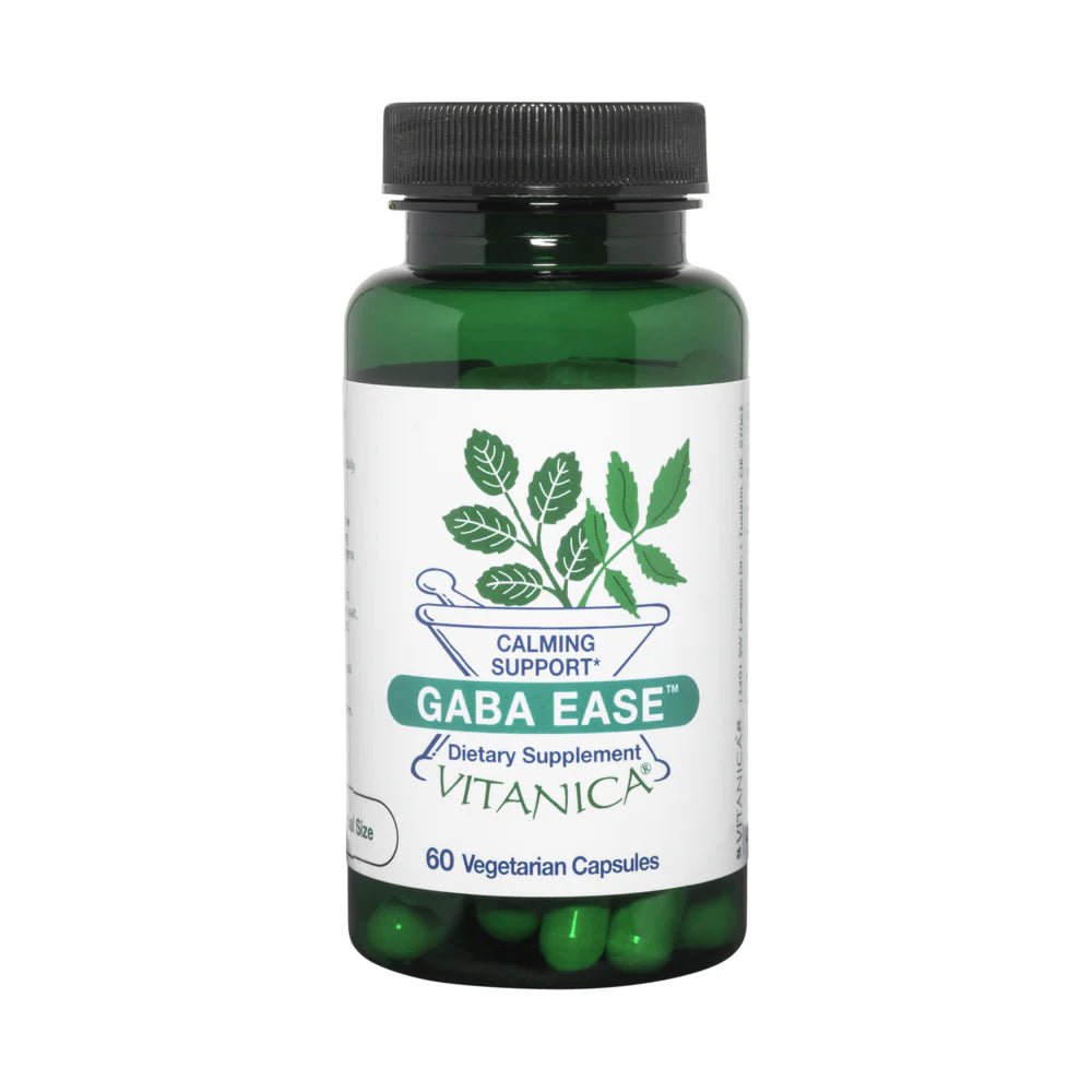 GABA Ease – 60 Capsules by Vitanica – Supplement bottle supporting relaxation, focus and calming neurotransmitters