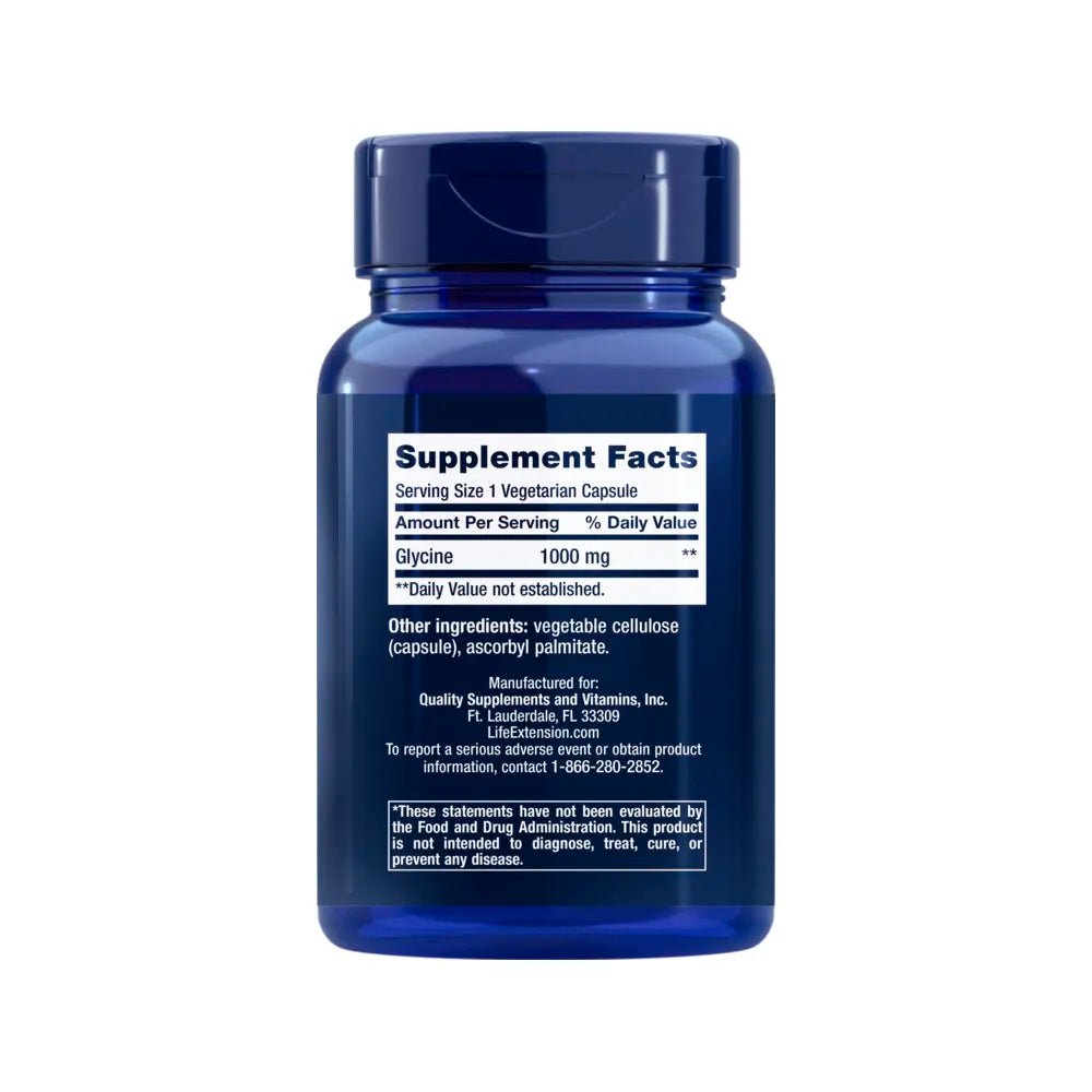 Life Extension Glycine supplement – 100 capsules for calming and detoxification support