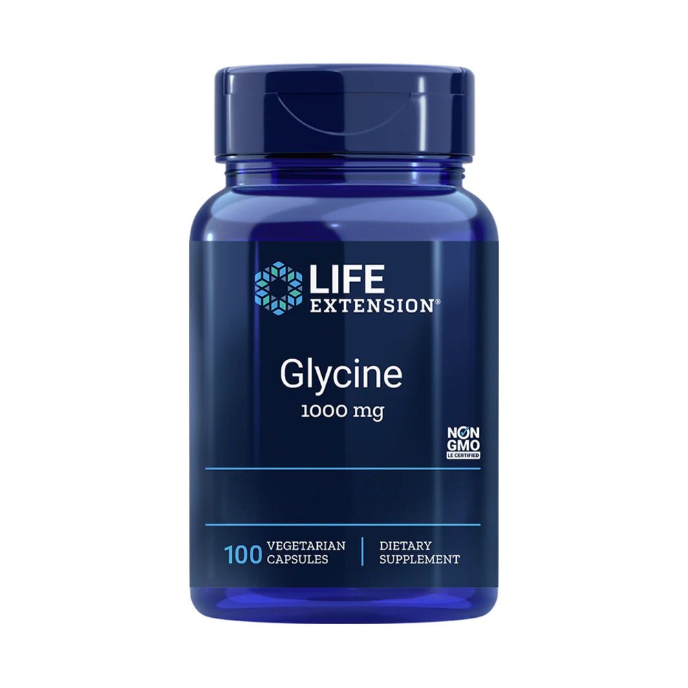 Glycine 1000mg 100 capsules by Life Extension – amino acid for sleep and nervous system function
