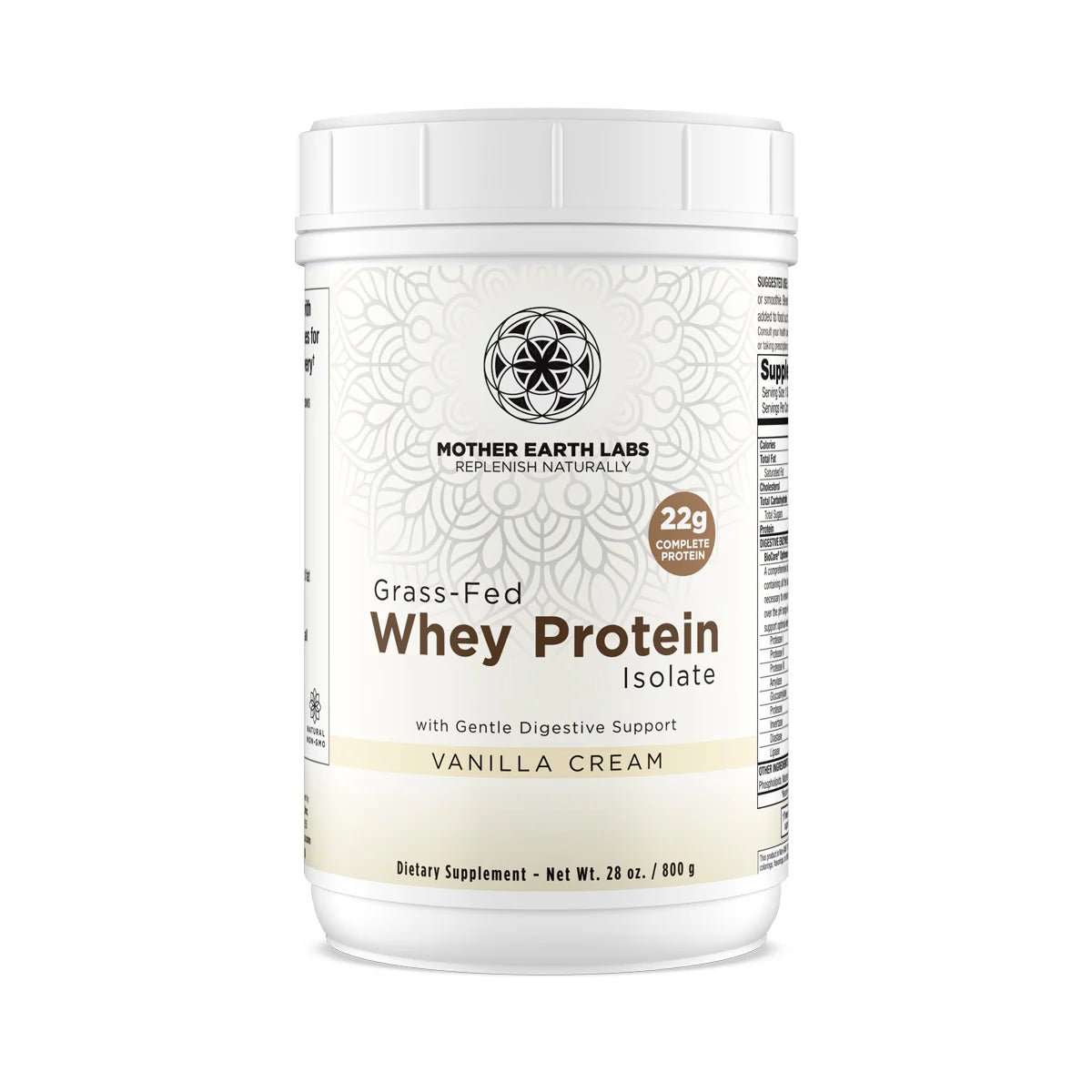 Grass-Fed Whey Protein Isolate 800g Vanilla Cream – clean protein for muscle recovery by Mother Earth Labs