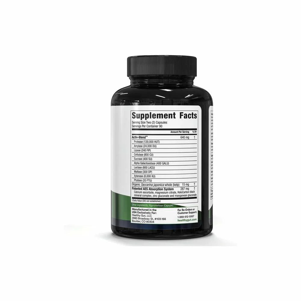 Professional image of HoloZyme 180 capsules – natural digestive enzyme supplement