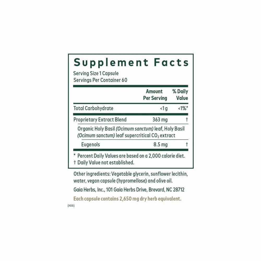 Adaptogenic herb supplement bottle for stress and immunity