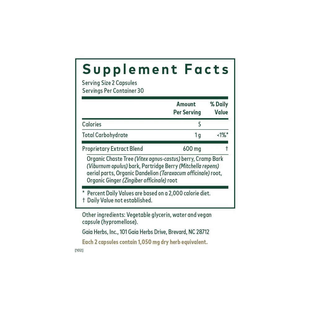 Herbal reproductive health supplement bottle for hormonal support