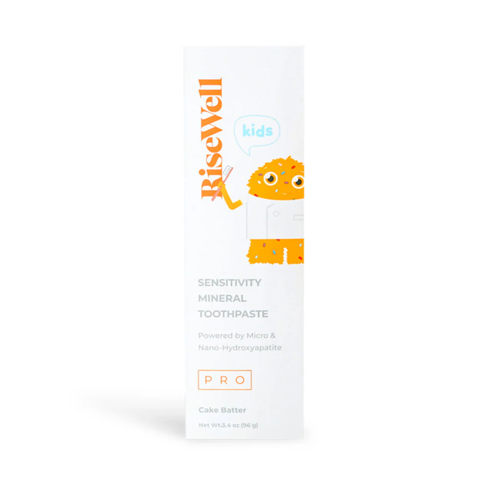 iseWell Kids PRO Mineral Toothpaste tube in white with blue and orange design