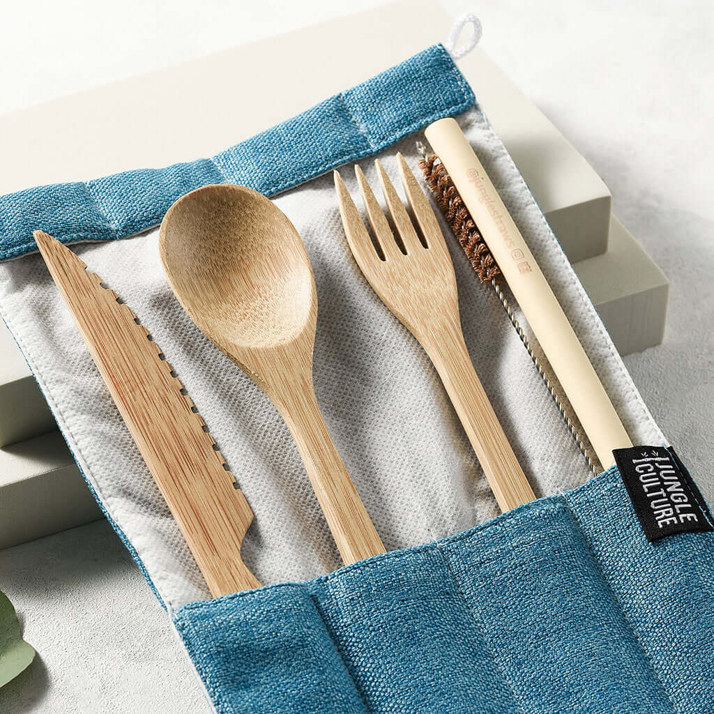 Bamboo Cutlery Set (Brown bag) - Heavenly Good