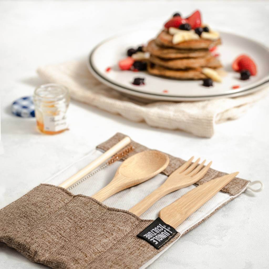 Bamboo Cutlery Set (Brown bag) - Heavenly Good