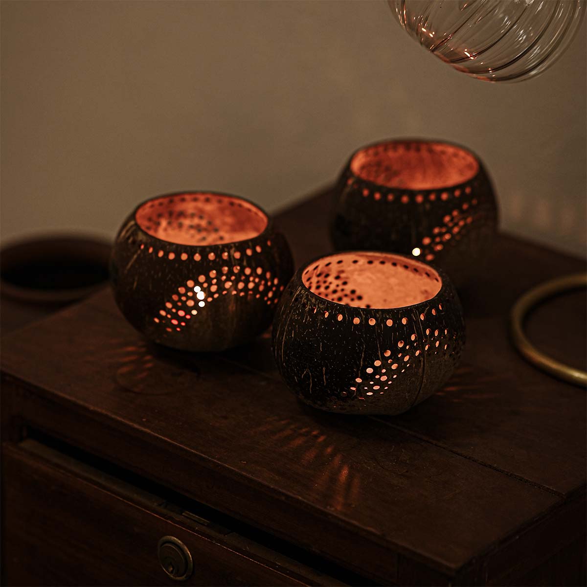 Coconut Shell Tea Light Holder Set | Eco - Friendly, Unique & Unusual Tea Light Base - Heavenly Good