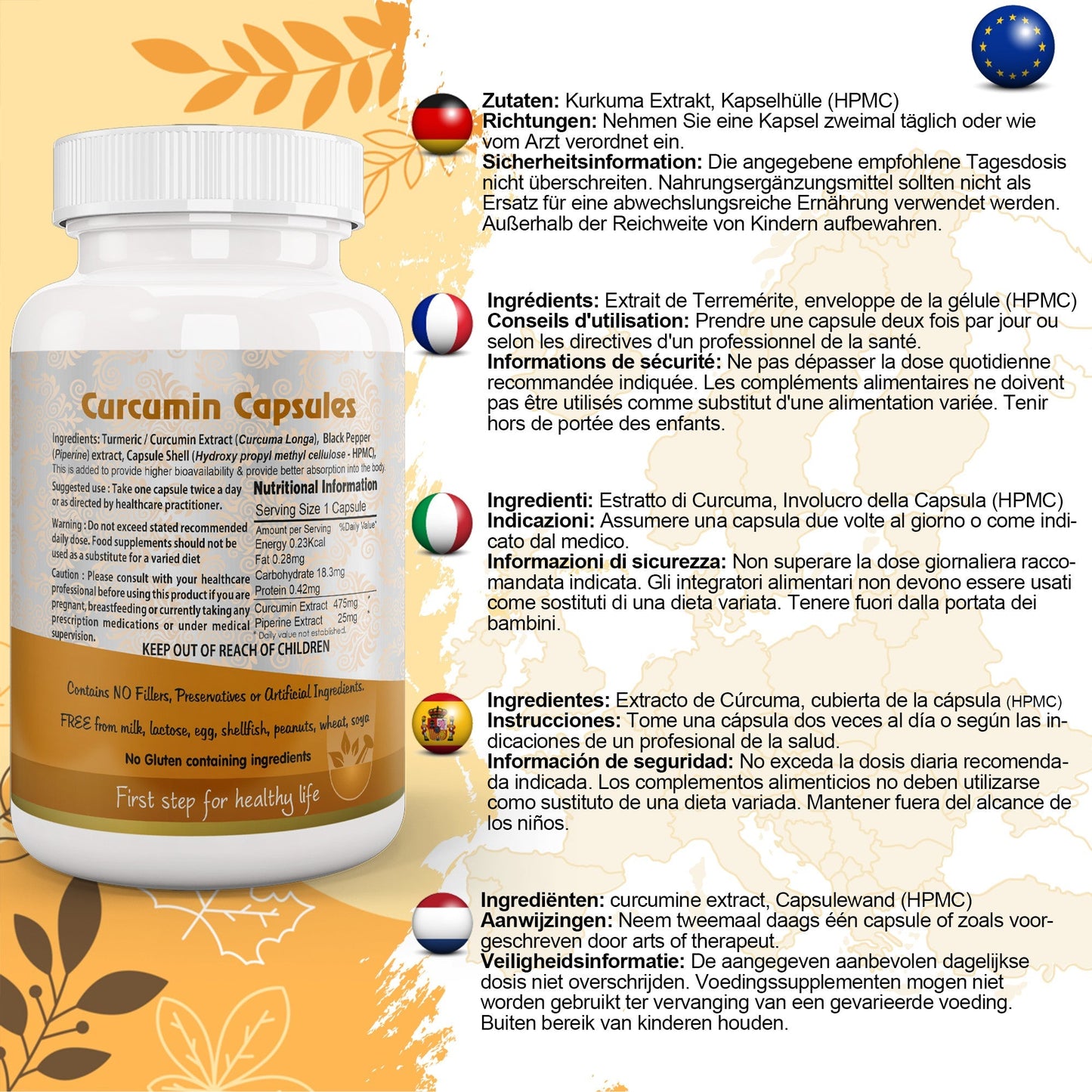 Curcumin (Turmeric) Capsule with Piperine - Heavenly Good