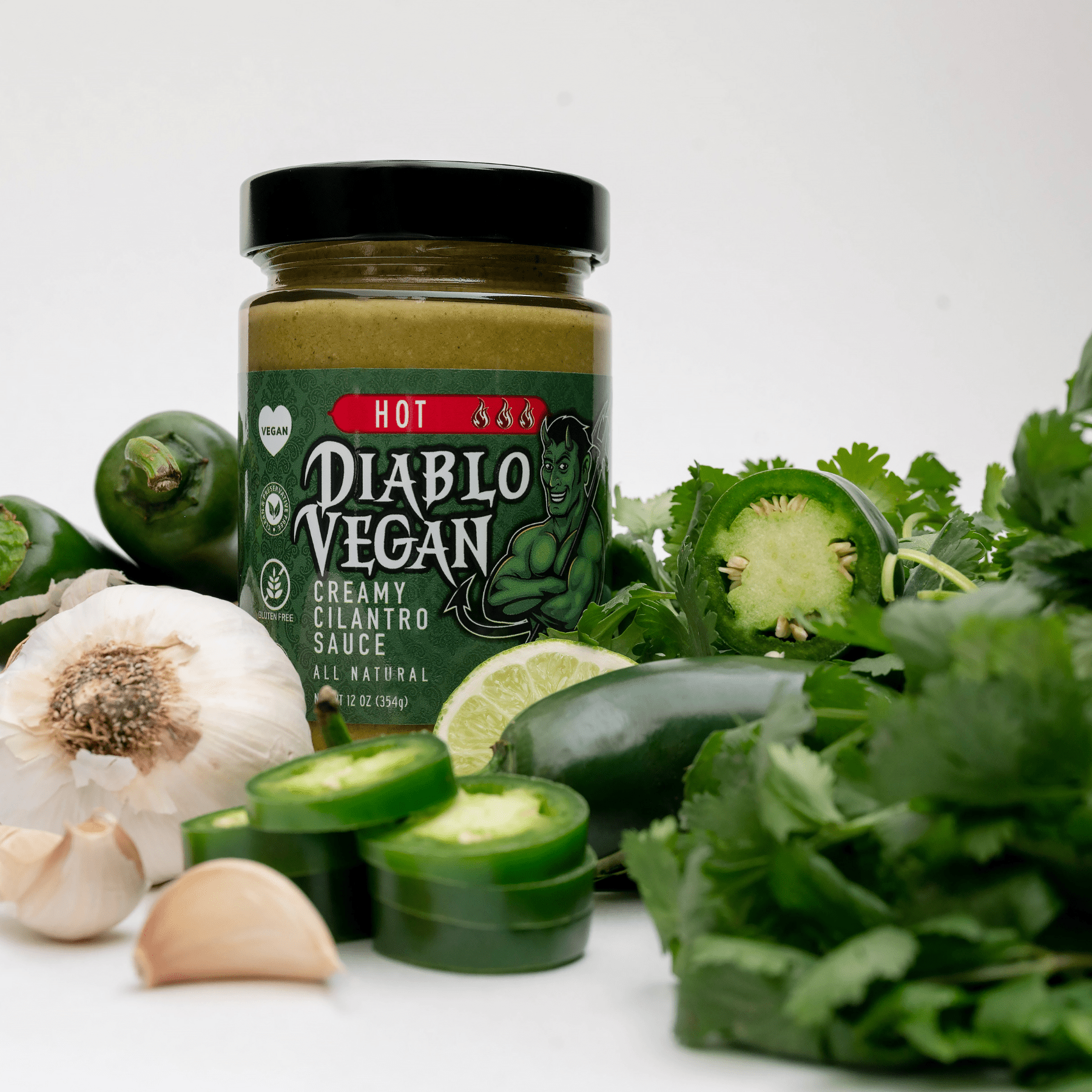 Diablo Vegan Hot Sauce - Spicy, All - Natural, Vegan Cilantro Salsa | Gluten - Free & Keto - Friendly - Heavenly Good