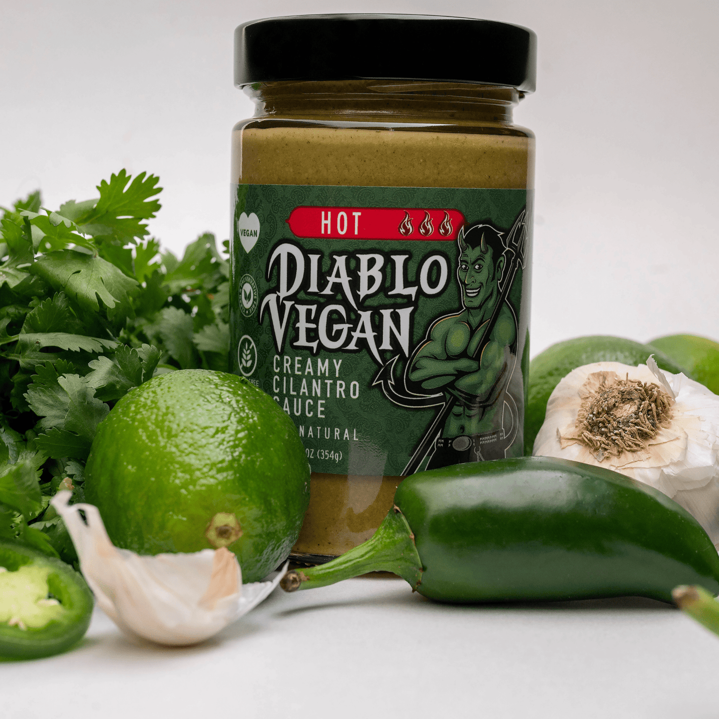 Diablo Vegan Hot Sauce - Spicy, All - Natural, Vegan Cilantro Salsa | Gluten - Free & Keto - Friendly - Heavenly Good