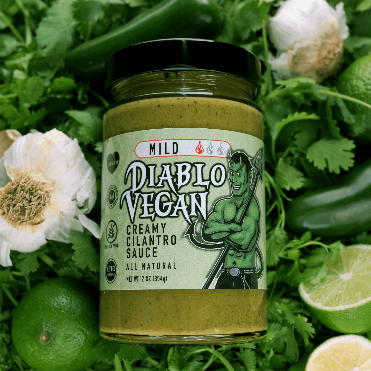 Diablo Vegan Mild Cilantro Sauce - 100% Natural, Gluten - Free, Keto - Friendly | Perfect for Vegan & Non - Vegan Dishes - Heavenly Good