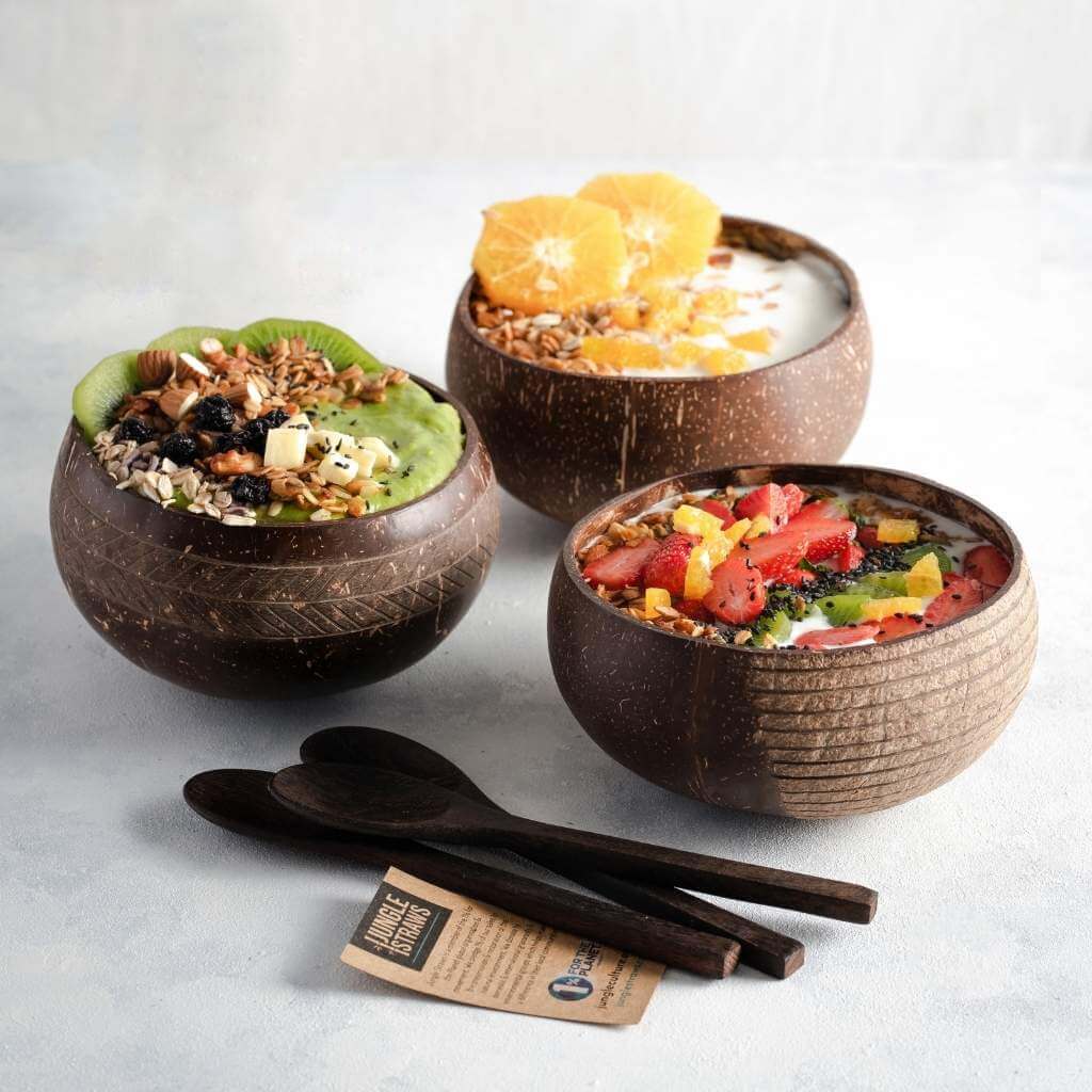 Eco - friendly Coconut Bowls & Spoons Set of 2 - Heavenly Good