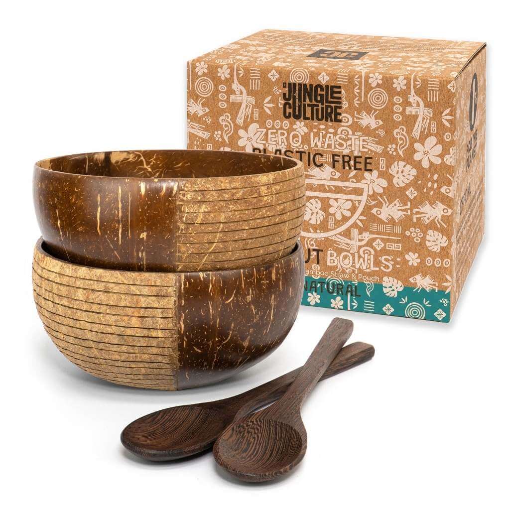 Eco - friendly Coconut Bowls & Spoons Set of 2 - Heavenly Good