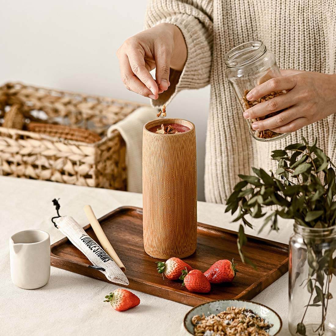 Eco - Friendly Natural Bamboo Drinking Cups – Handmade & Sustainable | Ideal for Smoothies & Cocktails - Heavenly Good