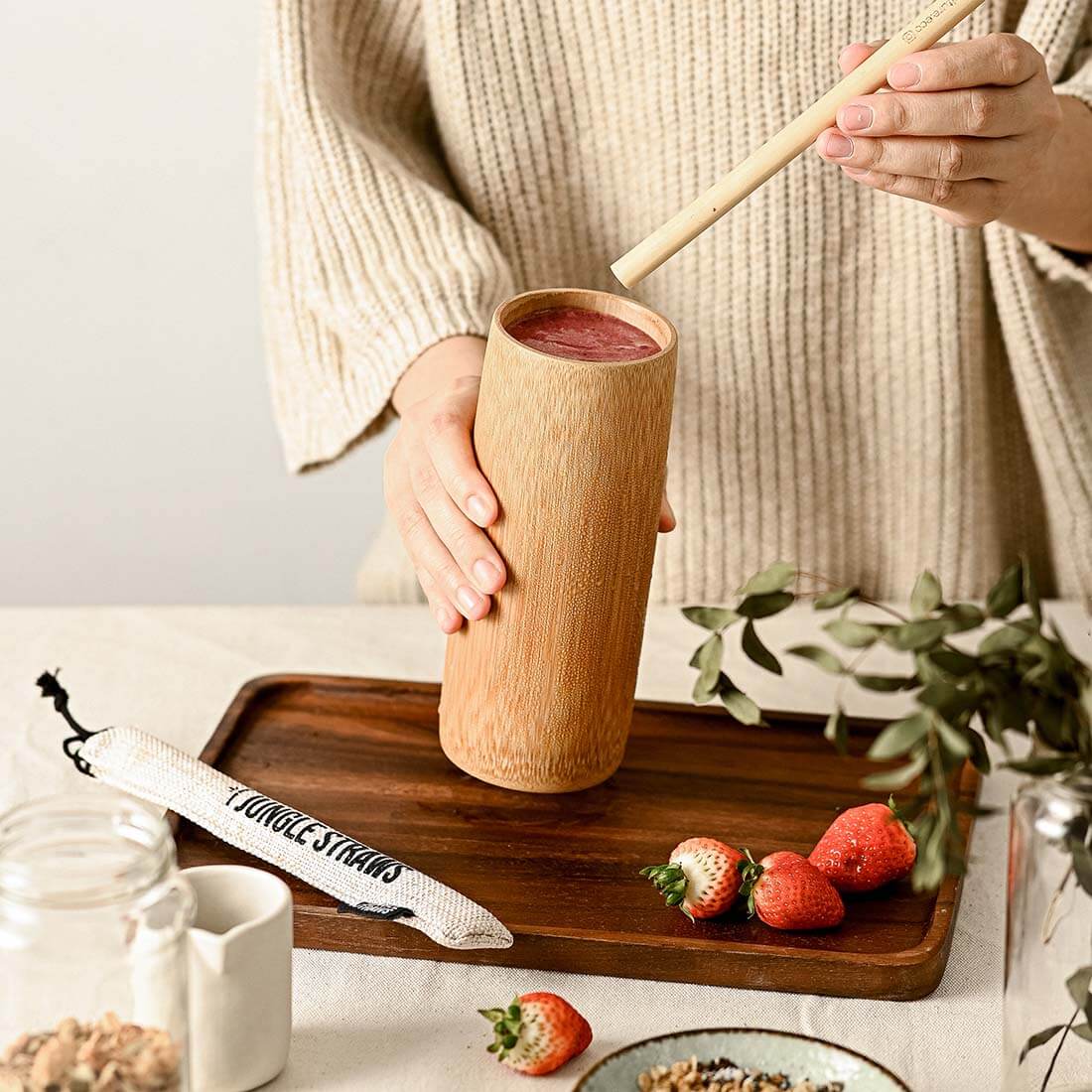 Eco - Friendly Natural Bamboo Drinking Cups – Handmade & Sustainable | Ideal for Smoothies & Cocktails - Heavenly Good