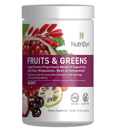 Fruits & Greens Superfood Powder (Berry Flavour) - 30 Servings | NutriDyn | Organic, Non - GMO, Vegan - Heavenly Good