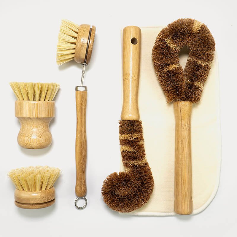 Natural Dish Brushes for Washing Up | Zero Waste & Biodegradable Plant - Based Kitchen Scrubber Set - Heavenly Good