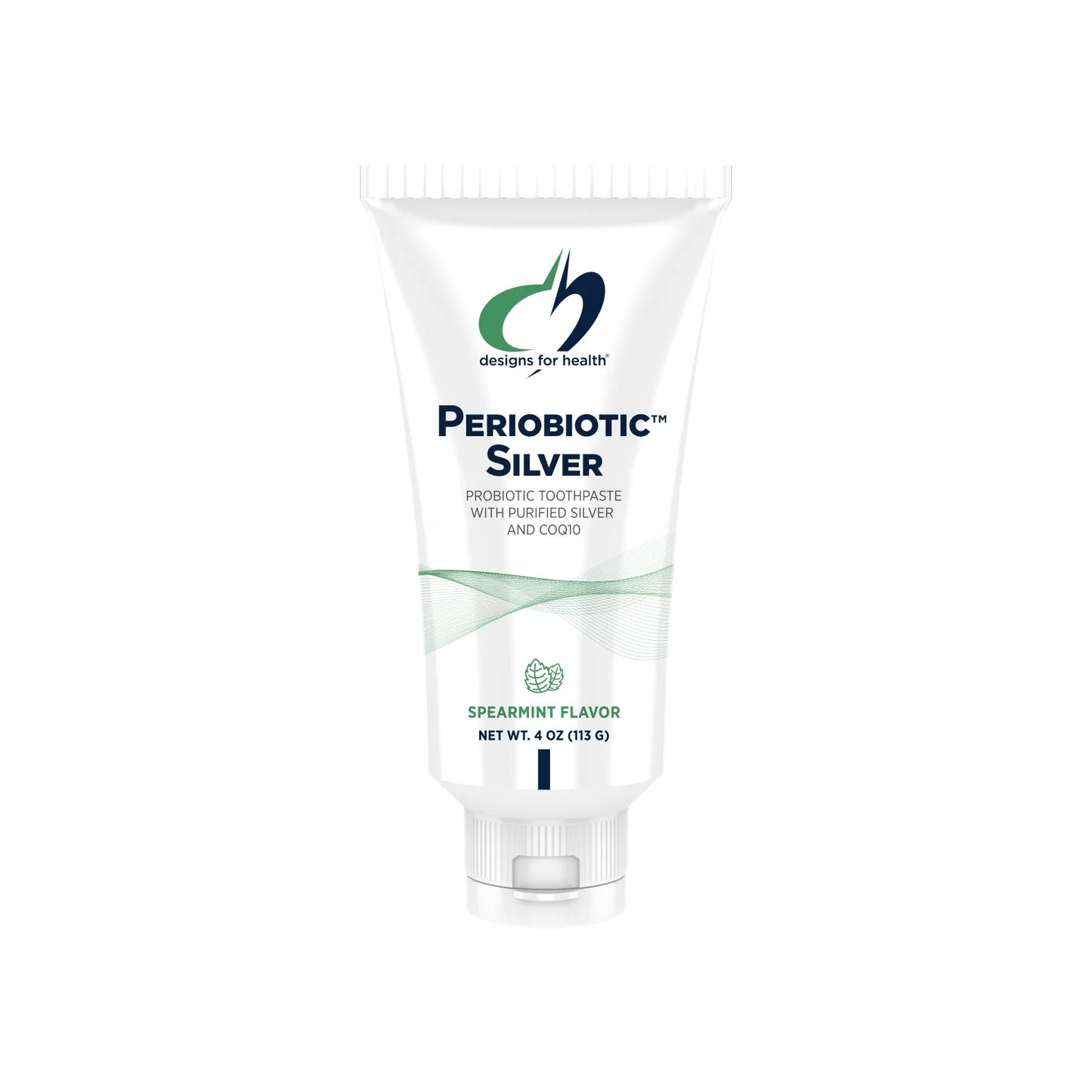 PerioBiotic Silver Probiotic Toothpaste Spearmint 113g | Oral Microbial Balance & Gum Health | Fluoride - Free | Designs for Health - Heavenly Good