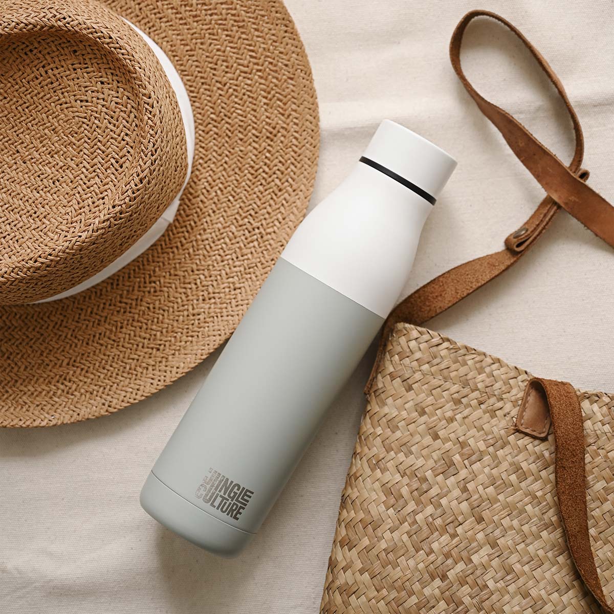 Reusable Stainless Steel Water Bottle (Matt Effect White) - Heavenly Good