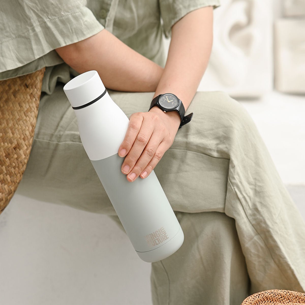 Reusable Stainless Steel Water Bottle (Matt Effect White) - Heavenly Good