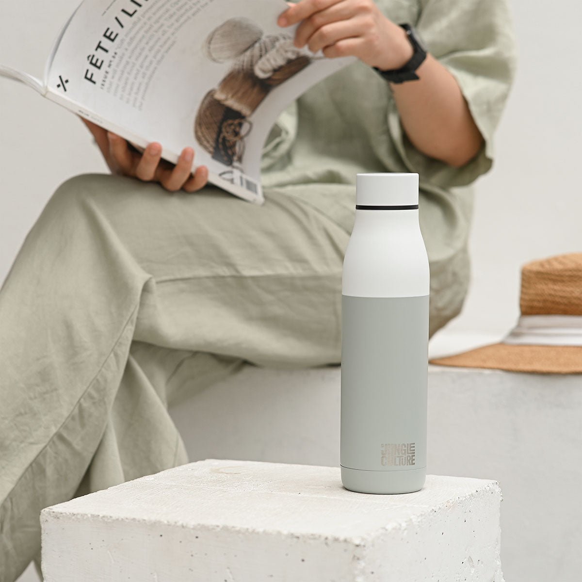 Reusable Stainless Steel Water Bottle (Matt Effect White) - Heavenly Good