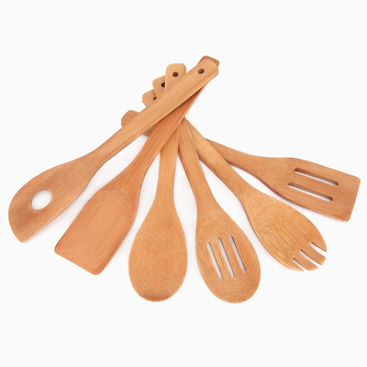 Wooden Kitchen Utensil Set of 6 | Bamboo Cooking Tools - Heavenly Good