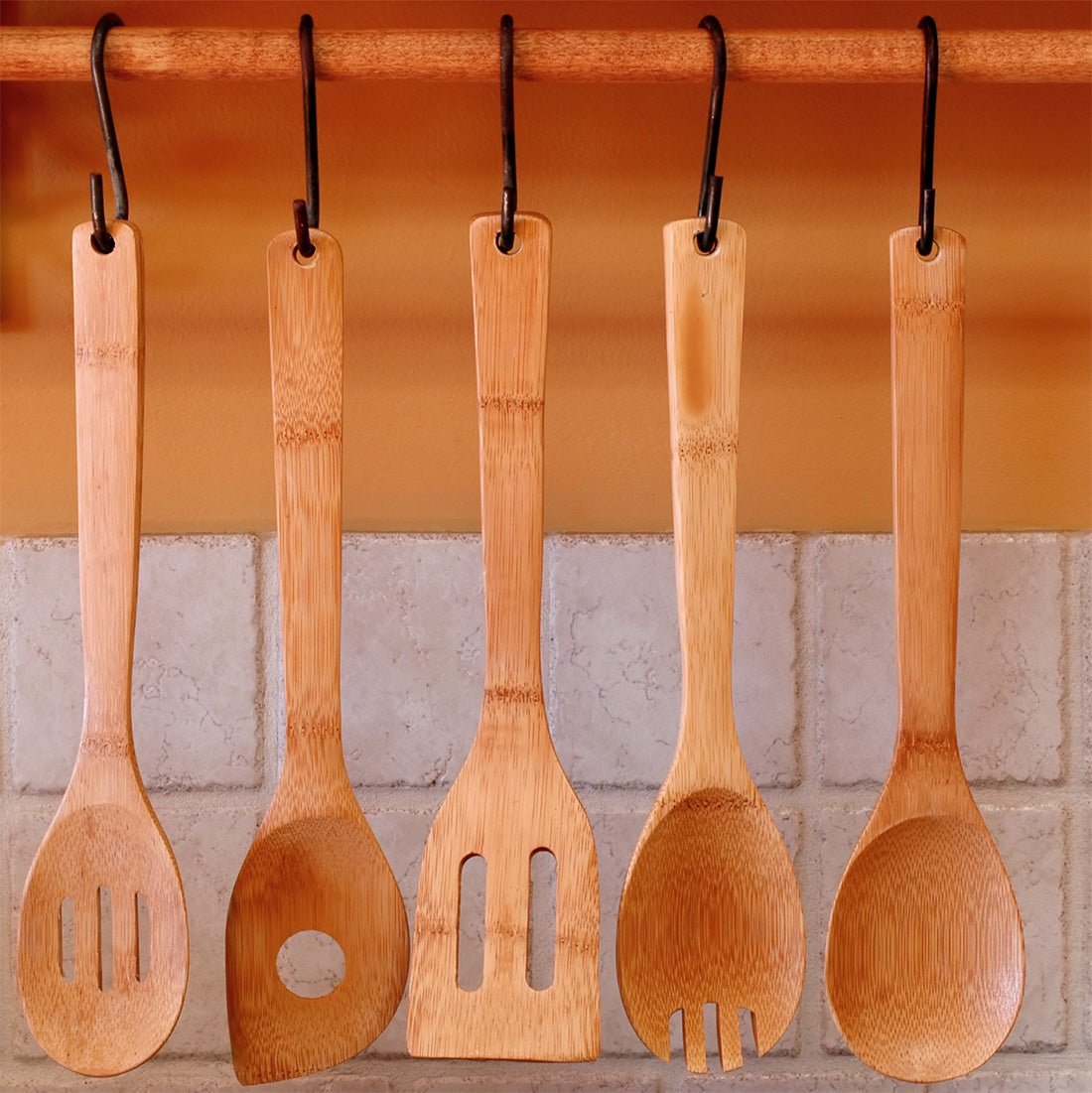 Wooden Kitchen Utensil Set of 6 | Bamboo Cooking Tools - Heavenly Good