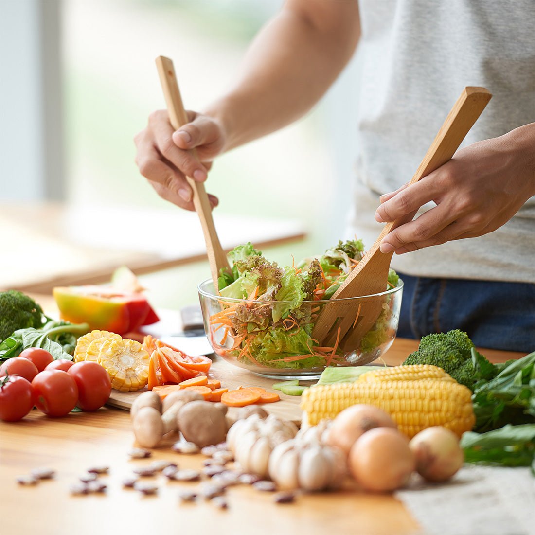 Wooden Kitchen Utensil Set of 6 | Bamboo Cooking Tools - Heavenly Good